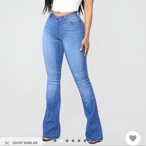 Blue flare jeans from fashion nova